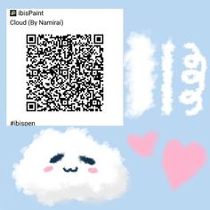 the qr code for cloud by namiria is displayed above clouds with hearts