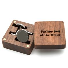 PRICES MAY VARY. This listing is for a pair of engraved "Father of the Bride" gunmetal cufflinks, measures 20mm & is made of high-grade stainless steel in gunmetal color. It is beautifully packaged in a sleek engraved "Father of the Bride" wooden gift box. The engraved premium walnut wood box measures approximately 1.5 x 1.5 x 1 inch with 4 magnetic discs to keep the lid secure and the cufflinks from falling. Undoubtedly a memorable keepsake for the groom on his special day and indeed a gift he Mens Formal Attire, Father Of Bride, Wood Gift Box, Engraved Cufflinks, Wedding Day Gifts, Wooden Gift Boxes, Presents For Men, Cufflinks Wedding, Bride Shoes