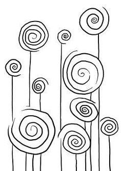 an abstract drawing of spirals and flowers