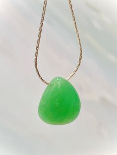 Chrysoprase has the most wonderful color - just like a fresh, tart green apple. A timeless design featuring a beautiful Chrysoprase briolette hung on a simple, elegant sterling silver chain. Finished with a sterling silver lobster clasp. As pictured this necklace is 17 1/2 inches long. We have matching Chrysoprase jewelry in our store. Green Teardrop Minimalist Necklace, Green Pear Shaped Necklace Gift, Green Pear Shaped Necklace For Gift, Green Pear-shaped Necklace For Gift, Minimalist Green Teardrop Necklace, Green Gemstone Drop Necklace, Green Gemstone Drop Necklaces, Minimalist Green Emerald Necklace In Sterling Silver, Green Drop Necklace For May Birthstone