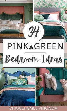 pink and green bedroom ideas with text overlay