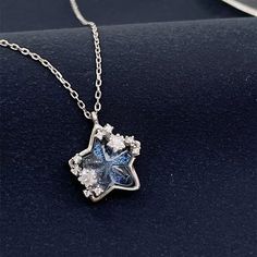 Silver Heart Necklace With Star Charm, Star Charm Jewelry As Gift, Star-shaped Jewelry With Star Charm For Gift, Heart-shaped Necklace With Star Charm As A Gift, Star Shaped Jewelry With Star Charm For Gift, Star-shaped Jewelry With Star Charm As Gift For Her, Blue Star Shaped Necklace For Gift, Star Charm Jewelry Gift For Her, Blue Star Of David Necklace As Gift