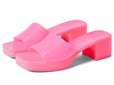 Steve Madden Harlin Sandal - Women's Dress Sandals : Hot Pink : Add a splash of fun to your wardrobe wearing the Steve Madden Harlin Sandal. Man-made upper, lining, insole, and outsole. Chunky block heel. Slip-on construction. Open toe silhouette. Imported. Measurements: Heel Height: 2 in Weight: 10.2 oz Product measurements were taken using size 6, width M. Please note that measurements may vary by size. Weight of footwear is based on a single item, not a pair. Pink Bday, Pink Sandals, Chunky Block Heels, Dress Sandals, Heeled Mules, Mule Shoe, Steve Madden, Block Heels, Open Toe