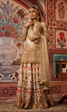 Ivory Color Wedding Sharara in USA and Australia Sadaf Kanwal, Wedding Sharara, Bridal Sharara, Nomi Ansari, Nikkah Dress, Bridal Lehenga Collection, Latest Bridal Dresses, Bridal Dresses Pakistan, Designer Bridal Lehenga