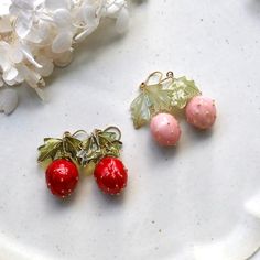 Length: 40MM Width: 15mm Earring: 925 Sterling Silver (Nickel Free) - No cancellations! - 100% handmade! Please manage your expectations Strawberry Earrings, Pink Strawberry, Fruit Earrings, Earrings Summer, Summer Earring, Earrings Cute, Earrings Red, Great Christmas Gifts, Cute Earrings