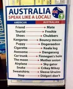 there is a sign that says australia speak like a local