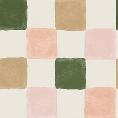 a checkered wallpaper with pastel green, pink and beige squares on it