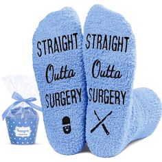 After Surgery SocksThe blue fuzzy socks feature the phrase "STRAIGHT OUTTA SURGERY" and are made with soft, moisture-wicking material that provides excellent comfort for your feet.Size & MaterialThese fluffy socks are made of plush coral fleece, providing ultimate comfort and warmth. Designed to fit women's shoe sizes 6-10. Our fuzzy socks also feature black non-slip soles, ensuring your safety on wood and tile floors.Cupcake PackagingTo ensure easy transportation, they are not assembled. Howeve Funny Blue Socks For Gift, Hip Surgery Recovery, Post Surgery Gift, Medical Socks, Radiologist Gifts, Surgery Recovery Gift, Emt Gift, Cupcake Packaging, Paramedic Gifts