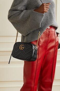 Black GG Marmont Camera small quilted leather shoulder bag | GUCCI | NET-A-PORTER Gucci Marmont Camera Bag, Gg Marmont Small Shoulder Bag, Gucci Marmont Bag, Bag Outfit