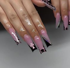 Long Nail Ideas Square, Nail Ideas Square, Y2k Nails Acrylic, Nails Acrylic French Tip, Nicki Minaj Nails, Nails Acrylic French, Libra Nails, Acrylic French Tip, Long Nail Ideas