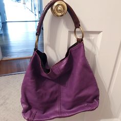 In Great Condition - Inside Zip Pocket And Smaller Internal Pockets - Magnet To Close - Great Braided Details Along The Side Purple Leather-handled Satchel Bag, Purple Leather-handled Crossbody Bag, Brand Bags, Longchamp Le Pliage, Leather Satchel, Lucky Brand, Zip Pockets, Satchel, Genuine Leather