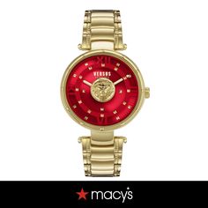 in stock Luxury Red Analog Display Watch, Luxury Red Quartz Watches, Luxury Red Watch Accessories With Analog Display, Designer Watches With Analog Display And Round Dial, Designer Analog Watch With Round Dial, Designer Analog Display Watch, 3d Lion, Versus Versace, Top Rings