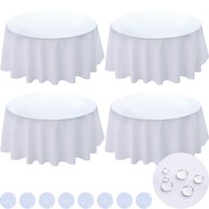 white round tablecloths and placemats for wedding party or event decoration, set of 4