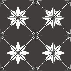 a black and white pattern with stars in the middle, on a dark gray background