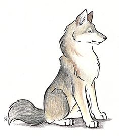 a drawing of a dog sitting on the ground