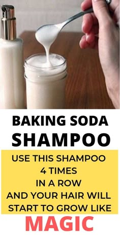 Baking soda shampoo, after using this your hair will start to grow like magic #hair #haircare #bakingsoda #hairgrowth #shampoo #homeremedies Baking Soda Shampoo Recipe, Baking Soda Water, Homemade Shampoo, Shampoo For Curly Hair, Baking Soda Uses, Baking Soda Shampoo, Fast Hairstyles, Magic Hair, Grow Hair Faster