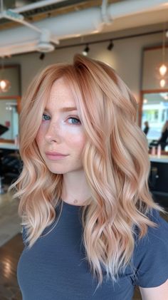 37 Fiery Strawberry Blonde Hairstyles To Ignite Your Style Blonde Hair Peach Highlights, Strawberry Blonde White Highlights, Icy Blonde With Strawberry Blonde, Blonde Balayage With Strawberry Blonde, Light Copper Blonde Hair Color, Blonde Strawberry Balayage, Blonde From Red Hair, Level 9 Strawberry Blonde, Strawberry Blonde Hair On Fair Skin