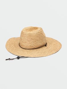 Your new beachin' bestie, this classic wide brim straw hat features an interior sweatband for added comfort, and drawcord with toggle so you can snug it up on a windy day. Featured here in natural. - Features

 - 100% Straw
 - Wide brim straw fedora hat
 - Woven straw with plaited construction, interior sweatband, and drawcord with toggle
 - Volcom woven logo clamp label on side brim
 - Sold Individually/ By Color Wide Brim Straw Hat, Straw Fedora Hat, Straw Fedora, Women's Headwear, Snow Jacket, Plaits, Fedora Hat, Wide Brimmed, Straw Hat