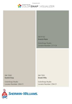 the color scheme for sherylin williams's paint swatches, including gray and white