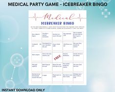 medical party game - icebreakerer bingo