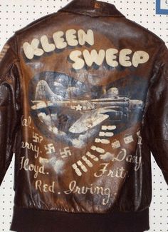 A2 Flight Jacket, Flying Jacket, Leather Flight Jacket, Wwii Fighters, Pilot Jacket, Aviator Jackets, Nose Art, Vintage Leather Jacket, Vintage Military