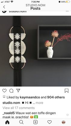 an instagram page with two vases on the wall