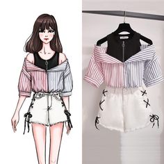 Tops And Shorts, Sets Summer, Fashion Sketches Dresses, Design Moda, Shorts Sets, Fashion Drawing Dresses, Sketches Dresses, Fashion Illustration Dresses, Korean Girl Fashion