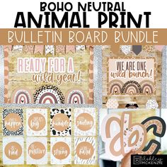 an animal print classroom decor kit with the words ready for a wild year