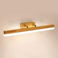 a light that is on top of a wooden shelf