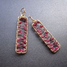 Hammered rectangle earrings with Ruby by CalicoJunoJewelry on Etsy, $120.00 Bohemian Hand Wrapped Rectangular Jewelry, Hand Wrapped Rectangular Bohemian Jewelry, Rectangular Hand Wrapped Jewelry Gift, Nice Earrings, Rectangle Earrings, Sparkly Jewelry, Gold Filled Earrings, Ruby Gemstone, Wire Earrings