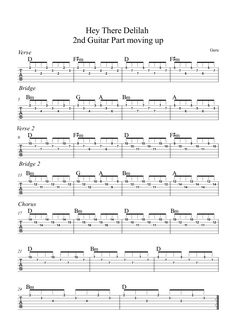 the guitar tab for hey there delilah