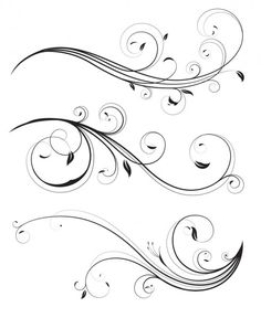 an abstract floral design with swirls and leaves in black on a white back ground