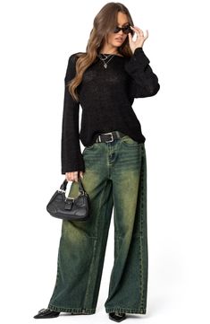 These nonstretch jeans take their cues from vintage styles with a low-rise waist, full-length wide legs and dramatic tinting and fading. Zip fly with button closure Five-pocket style 80% cotton, 15% polyester, 5% rayon Machine wash, dry flat Imported Low Rise Wide Leg Jeans, Vintage Wash Jeans, Light Knit Sweater, Jeans Pacsun, Jeans Low Rise, Light Knit, Wide Jeans, Washed Denim, Low Rise Jeans