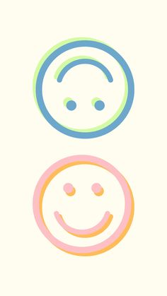 two smiley faces with different colors and shapes