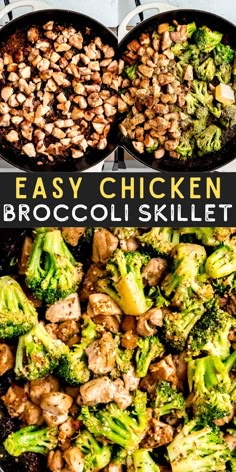 a skillet with seasoned chicken, frozen broccoli and butter Chicken And Broccoli Skillet, Easy Chicken And Broccoli, Broccoli Recipes Healthy, Broccoli Skillet, Broccoli And Chicken, Easy Chicken Dinner, Chicken And Broccoli, Perfect Chicken, Frozen Broccoli