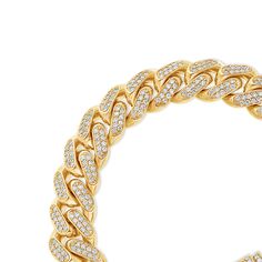 Our 11mm Cuban Link Bracelet crafted in solid 14k gold. Each Cuban link is iced out by hand, totaling approximately 6.00 carats at 8 inches with fully iced out oversized Signature IF foldover clasp. Available in 6 to 8 inches or any custom length. Finished to a high polish and secured with our signature IF & Co fold over clasp. Luxury Gold Cuban Link Tennis Bracelet, Yellow Gold Iced Out Cuban Link Bracelet, Luxury Yellow Gold Cuban Link Diamond Bracelet, Luxury Gold Diamond Cuban Link Bracelet, Luxury Iced Out Yellow Gold Diamond Bracelet, Luxury Diamond Bracelet With Curb Chain, Luxury Yellow Gold Diamond Bracelet With Curb Chain, Luxury Gold Cuban Link Diamond Bracelet, Gold Iced Out Bracelets For Formal Occasions