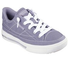 Walk in supportive comfort with a stylish classic wearing Skechers Street Arch Fit Arcade - Arcata. This easy-wearing design features a canvas upper with decorative laces, removable Arch Fit insole and a lightweight cushioned midsole. | Skechers Women's Arch Fit Arcade - Arcata Sneaker | Medium Width | Patented Skechers Arch Fit insole system with podiatrist-certified arch support | Podiatrist-designed shape developed with 20 years of data and 120, 000 unweighted foot scans | Removable insole helps mold to your foot to reduce shock and increase weight dispersion | Crafted with 100% vegan materials | Canvas upper with decorative laces | Lightweight cushioned midsole | Flexible traction outsole | Skechers and Arch Fit Wide Shoes, Skechers Women, Purple Fashion, Shopping Hacks, Arch Support, 20 Years, Walk In, Design Features, Arch