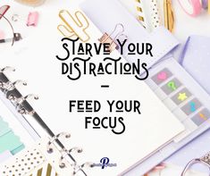 an open notebook with the words stay your instructions feed your focus on top of it