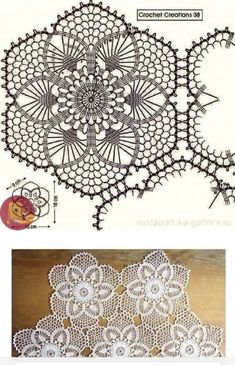 crochet doily pattern with the instructions to make an intricate doiling design