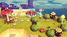 the mushroom land is full of mushrooms and trees