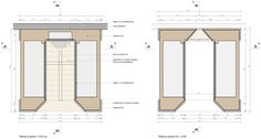 the plans for an outdoor shower are shown in two separate sections, one with a sink and