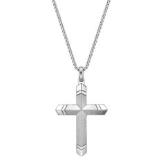 "Showcase the strength of your faith with this elegant stainless steel cross pendant necklace. Showcase the strength of your faith with this elegant stainless steel cross pendant necklace. Pendant size: 2.2""L x 1.26""W Chain length: 24 in. Chain type: box Metal: stainless steel Finish: satin Packaging: boxed Please note, due to the high value of this item, a signature may be required upon delivery. Size: 24"". Color: White. Gender: male. Age Group: adult." Stainless Steel Cross Pendant Necklace For Faith, Elegant Stainless Steel Cross Pendant Necklace, Elegant Stainless Steel Cross Necklace, Engraved Stainless Steel Cross Necklace, Engraved Stainless Steel Cross Pendant Necklace, White Gold Stainless Steel Crucifix Necklaces, White Gold Stainless Steel Cross Pendant Necklace, White Gold Stainless Steel Crucifix Necklace, White Gold Stainless Steel Cross Necklace