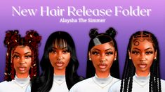 three black women with long braids in their hair and the words new hair release folder