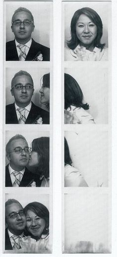 an old black and white photo shows four people in different poses, one is kissing the other's head