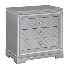 an image of a silver nightstand with drawers