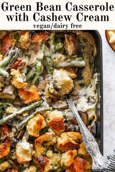 green bean casserole with cashew cream vegan dairy free