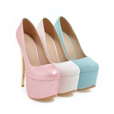 Heels:Approx 16cm Platform:Approx 6cm Upper Material:Pu Leather Outsole:Rubber If your foot is a little wide and fat, we suggest you choose 1 size larger, pls measure your foot length and choose a correct size. Thank you! Size Chart: Euro/CN 34 = foot length 21.5-22cm (Foot width=8-8.5cm) Euro/CN 35 = foot length 22-22.5cm (Foot width=8.5cm) Euro/CN 36 = foot length 22.5-23cm (Foot width=8.5-9cm Euro/CN 37 = foot length 23-23.5cm (Foot width=9cm) Euro/CN 38 = foot length 23.5-24m (Foot width=9-9.5cm) Euro/CN 39 = foot length 24-24.5cm (Foot width=9.5cm) Euro/CN 40 = foot length 24.5-25cm (Foot width=9.5-10cm) Euro/CN 41 = foot length 25-25.5cm (Foot width=10cm) Euro/CN 42 = foot length 25.5-26cm (Foot width=10-10.5cm) Euro/CN 43 = foot length 26-26.5cm (Foot width=10.5cm) Euro/CN 44 = foot Light Blue Synthetic Platform Heels, Trendy Light Blue Heels With Round Toe, Light Blue Heels With Padded Heel And Round Toe, Light Blue Round Toe Heels With Padded Heel, Light Blue Platform Heels With Pointed Toe, Light Blue Platform Heels For Party, Light Blue Platform High Heels, Extreme High Heel Shoes, High Heels For Kids