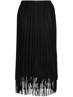 black fully pleated elasticated waistband high-waisted fringed edge mid-length Knee-length Bottoms With Accordion Pleats For Evening, Elegant Fringe Skirt, Elegant Fringed Skirt, Black Tasseled Skirt For Spring, Chic Pencil Skirt With Fringe, Fall Pleated Midi Skirt For Party, Fall Party Pleated Midi Skirt, Fall Party Midi-length Pleated Skirt, Chic Fringe Mini Skirt