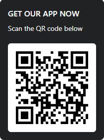 the qr code below is shown on an iphone screen with text that reads get our app now scan the qr code below