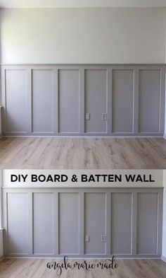 an empty room with the words diy board and batten wall